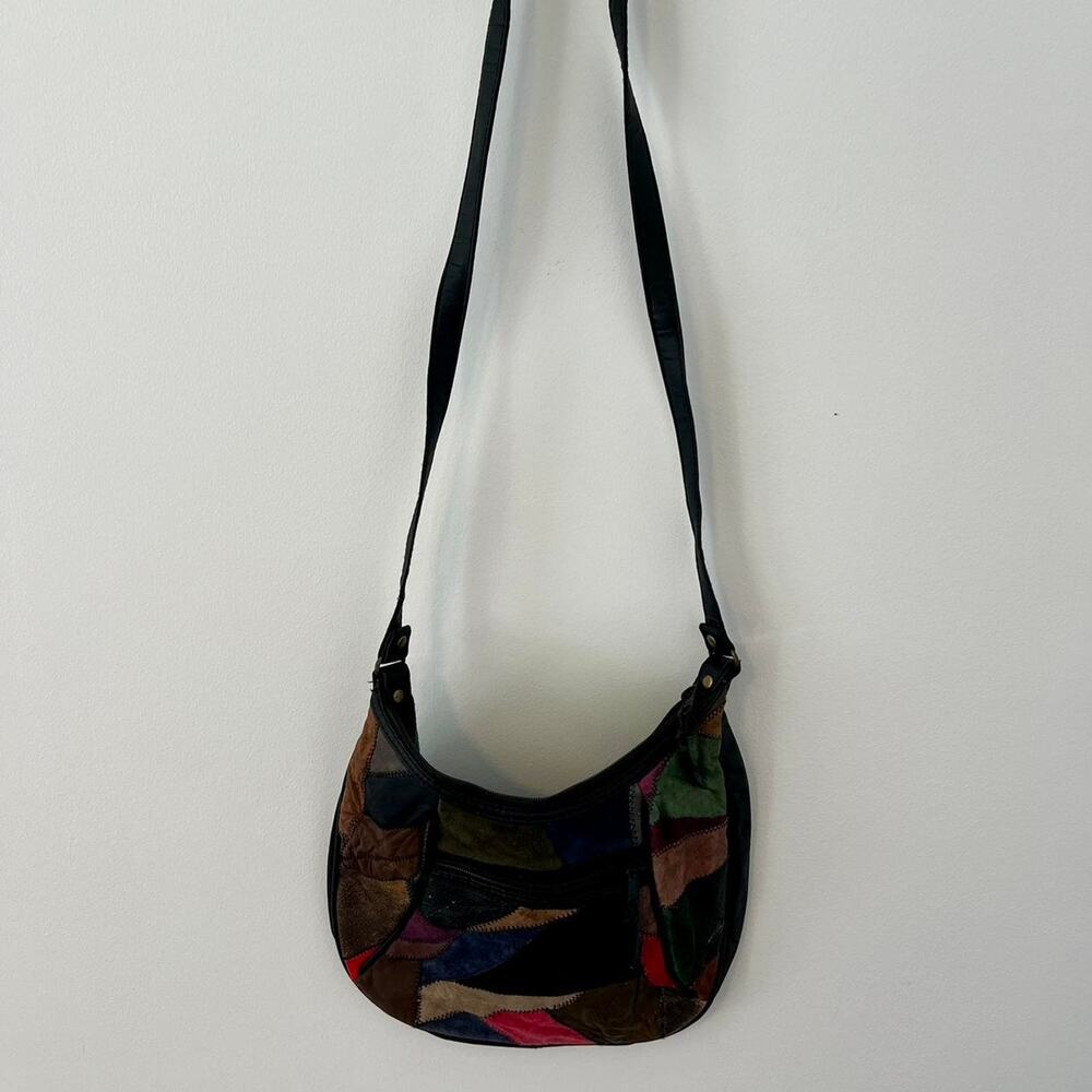 Leather patchwork shoulder bag unique